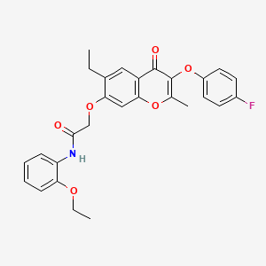 molecular formula C28H26FNO6 B3594221 N-(2-ethoxyphenyl)-2-[6-ethyl-3-(4-fluorophenoxy)-2-methyl-4-oxochromen-7-yl]oxyacetamide 