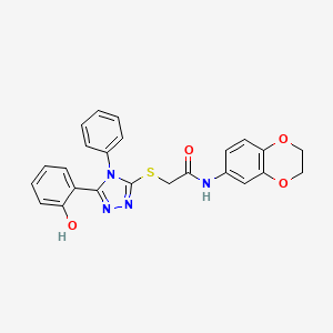 molecular formula C24H20N4O4S B3594302 N-(2,3-dihydro-1,4-benzodioxin-6-yl)-2-{[5-(2-hydroxyphenyl)-4-phenyl-4H-1,2,4-triazol-3-yl]thio}acetamide 