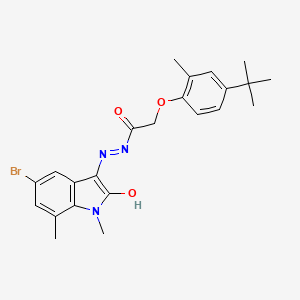 N'-[(3Z)-5-BROMO-1,7-DIMETHYL-2-OXO-2,3-DIHYDRO-1H-INDOL-3-YLIDENE]-2-(4-TERT-BUTYL-2-METHYLPHENOXY)ACETOHYDRAZIDE