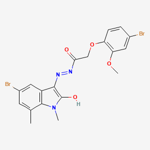 molecular formula C19H17Br2N3O4 B3594325 N'-[(3Z)-5-BROMO-1,7-DIMETHYL-2-OXO-2,3-DIHYDRO-1H-INDOL-3-YLIDENE]-2-(4-BROMO-2-METHOXYPHENOXY)ACETOHYDRAZIDE 