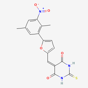 molecular formula C17H13N3O5S B3594346 5-{[5-(2,5-DIMETHYL-3-NITROPHENYL)FURAN-2-YL]METHYLIDENE}-2-SULFANYLIDENE-1,3-DIAZINANE-4,6-DIONE 