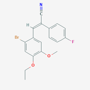 molecular formula C18H15BrFNO2 B3594415 (E)-3-(2-bromo-4-ethoxy-5-methoxyphenyl)-2-(4-fluorophenyl)prop-2-enenitrile 