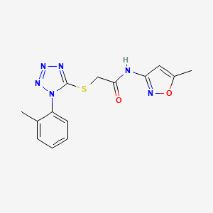 molecular formula C14H14N6O2S B3594449 N-(5-methyl-3-isoxazolyl)-2-{[1-(2-methylphenyl)-1H-tetrazol-5-yl]thio}acetamide 