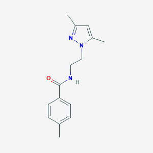 molecular formula C15H19N3O B359446 N-[2-(3,5-dimethyl-1H-pyrazol-1-yl)ethyl]-4-methylbenzamide CAS No. 890604-19-0