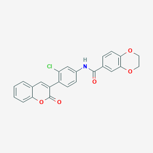 molecular formula C24H16ClNO5 B3594498 N-[3-chloro-4-(2-oxo-2H-chromen-3-yl)phenyl]-2,3-dihydro-1,4-benzodioxine-6-carboxamide 