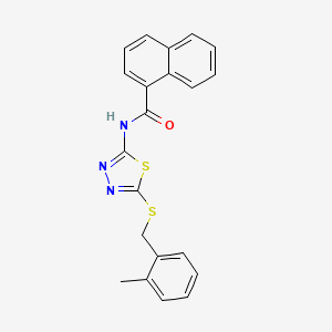 molecular formula C21H17N3OS2 B3594500 N-(5-((2-methylbenzyl)thio)-1,3,4-thiadiazol-2-yl)-1-naphthamide 