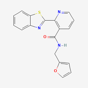 molecular formula C18H13N3O2S B3594527 2-(1,3-benzothiazol-2-yl)-N-(furan-2-ylmethyl)pyridine-3-carboxamide 