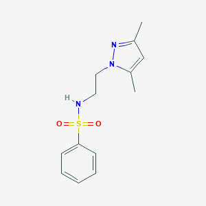 molecular formula C13H17N3O2S B359456 N-[2-(3,5-dimethyl-1H-pyrazol-1-yl)ethyl]benzenesulfonamide CAS No. 890598-18-2