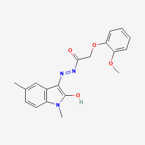 N'-[(3Z)-1,5-dimethyl-2-oxo-1,2-dihydro-3H-indol-3-ylidene]-2-(2-methoxyphenoxy)acetohydrazide