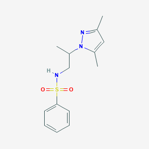 molecular formula C14H19N3O2S B359458 N-(2-(3,5-dimethyl-1H-pyrazol-1-yl)propyl)benzenesulfonamide CAS No. 890598-20-6