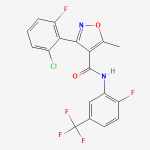 molecular formula C18H10ClF5N2O2 B3594632 3-(2-chloro-6-fluorophenyl)-N-[2-fluoro-5-(trifluoromethyl)phenyl]-5-methyl-4-isoxazolecarboxamide 