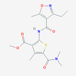 molecular formula C17H21N3O5S B3594641 METHYL 5-(DIMETHYLCARBAMOYL)-2-(3-ETHYL-5-METHYL-1,2-OXAZOLE-4-AMIDO)-4-METHYLTHIOPHENE-3-CARBOXYLATE 