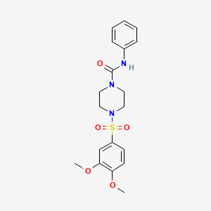 molecular formula C19H23N3O5S B3594728 4-[(3,4-dimethoxyphenyl)sulfonyl]-N-phenyl-1-piperazinecarboxamide 