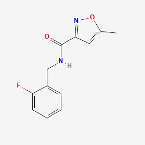 molecular formula C12H11FN2O2 B3594732 N-[(2-fluorophenyl)methyl]-5-methyl-1,2-oxazole-3-carboxamide 