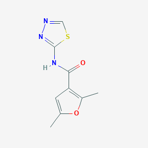 molecular formula C9H9N3O2S B3594751 2,5-dimethyl-N-(1,3,4-thiadiazol-2-yl)furan-3-carboxamide 