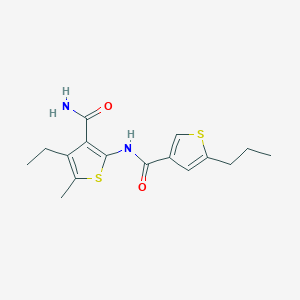 molecular formula C16H20N2O2S2 B3594775 4-ethyl-5-methyl-2-{[(5-propyl-3-thienyl)carbonyl]amino}-3-thiophenecarboxamide 