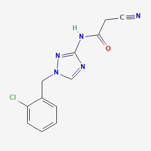 molecular formula C12H10ClN5O B3594788 N-[1-(2-chlorobenzyl)-1H-1,2,4-triazol-3-yl]-2-cyanoacetamide 