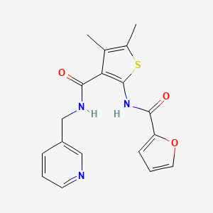 molecular formula C18H17N3O3S B3594797 N-{4,5-DIMETHYL-3-[(3-PYRIDINYLMETHYL)CARBAMOYL]-2-THIENYL}-2-FURAMIDE 