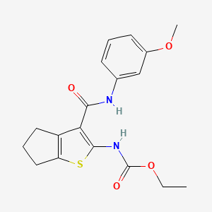 molecular formula C18H20N2O4S B3594822 ethyl (3-{[(3-methoxyphenyl)amino]carbonyl}-5,6-dihydro-4H-cyclopenta[b]thien-2-yl)carbamate 