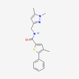 molecular formula C18H19N3OS B3594875 N-[(15-DIMETHYL-1H-PYRAZOL-3-YL)METHYL]-4-METHYL-5-PHENYLTHIOPHENE-2-CARBOXAMIDE 