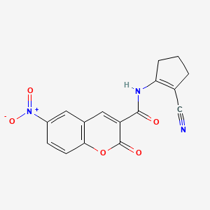 molecular formula C16H11N3O5 B3595024 N-(2-cyano-1-cyclopenten-1-yl)-6-nitro-2-oxo-2H-chromene-3-carboxamide 