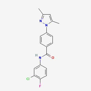 molecular formula C18H15ClFN3O B3595040 N-(3-chloro-4-fluorophenyl)-4-(3,5-dimethylpyrazol-1-yl)benzamide 