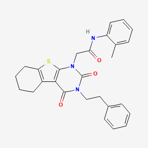 2-[2,4-dioxo-3-(2-phenylethyl)-5,6,7,8-tetrahydro-[1]benzothiolo[2,3-d]pyrimidin-1-yl]-N-(2-methylphenyl)acetamide