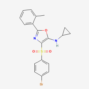 4-(4-bromophenyl)sulfonyl-N-cyclopropyl-2-(2-methylphenyl)-1,3-oxazol-5-amine