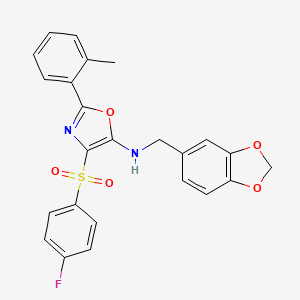 N-(1,3-benzodioxol-5-ylmethyl)-4-[(4-fluorophenyl)sulfonyl]-2-(2-methylphenyl)-1,3-oxazol-5-amine