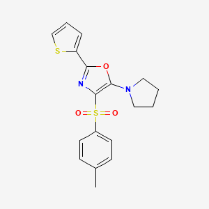 molecular formula C18H18N2O3S2 B3595166 4-(4-METHYLBENZENESULFONYL)-5-(PYRROLIDIN-1-YL)-2-(THIOPHEN-2-YL)-1,3-OXAZOLE CAS No. 7065-32-9