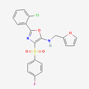 molecular formula C20H14ClFN2O4S B3595185 2-(2-chlorophenyl)-4-[(4-fluorophenyl)sulfonyl]-N-(furan-2-ylmethyl)-1,3-oxazol-5-amine 