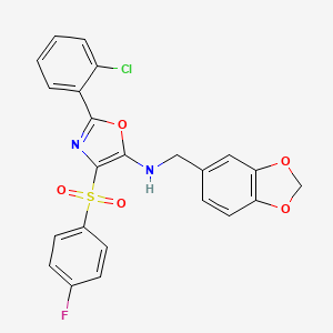 N-(1,3-benzodioxol-5-ylmethyl)-2-(2-chlorophenyl)-4-[(4-fluorophenyl)sulfonyl]-1,3-oxazol-5-amine