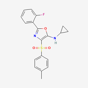 N-cyclopropyl-2-(2-fluorophenyl)-4-[(4-methylphenyl)sulfonyl]-1,3-oxazol-5-amine