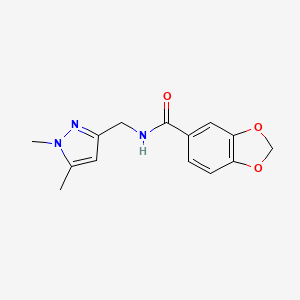 molecular formula C14H15N3O3 B3595309 N-[(15-DIMETHYL-1H-PYRAZOL-3-YL)METHYL]-2H-13-BENZODIOXOLE-5-CARBOXAMIDE 