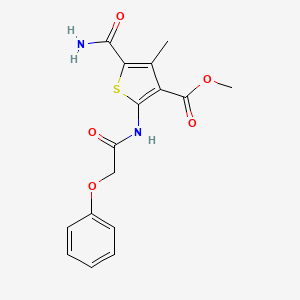 molecular formula C16H16N2O5S B3595378 METHYL 5-CARBAMOYL-4-METHYL-2-(2-PHENOXYACETAMIDO)THIOPHENE-3-CARBOXYLATE 