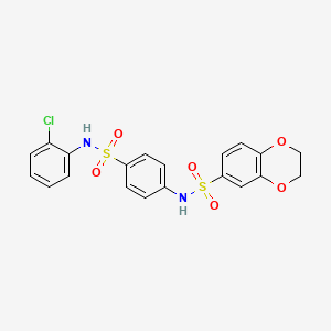 molecular formula C20H17ClN2O6S2 B3595519 N-(4-{[(2-chlorophenyl)amino]sulfonyl}phenyl)-2,3-dihydro-1,4-benzodioxine-6-sulfonamide 