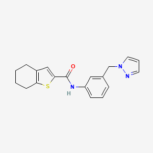 molecular formula C19H19N3OS B3595769 N-[3-(1H-pyrazol-1-ylmethyl)phenyl]-4,5,6,7-tetrahydro-1-benzothiophene-2-carboxamide 