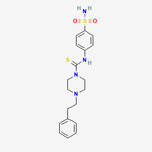 molecular formula C19H24N4O2S2 B3595775 N-[4-(aminosulfonyl)phenyl]-4-(2-phenylethyl)-1-piperazinecarbothioamide 