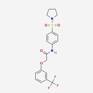 molecular formula C19H19F3N2O4S B3595796 N-[4-(PYRROLIDINE-1-SULFONYL)PHENYL]-2-[3-(TRIFLUOROMETHYL)PHENOXY]ACETAMIDE 