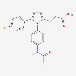 molecular formula C21H19BrN2O3 B3595841 3-[1-[4-(acetylamino)phenyl]-5-(4-bromophenyl)-1H-pyrrol-2-yl]propanoic acid 