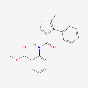 molecular formula C20H17NO3S B3595867 methyl 2-{[(5-methyl-4-phenyl-3-thienyl)carbonyl]amino}benzoate 