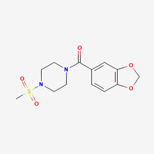 molecular formula C13H16N2O5S B3595872 1,3-BENZODIOXOL-5-YL[4-(METHYLSULFONYL)PIPERAZINO]METHANONE 