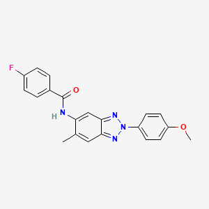 molecular formula C21H17FN4O2 B3595913 4-fluoro-N-[2-(4-methoxyphenyl)-6-methyl-2H-1,2,3-benzotriazol-5-yl]benzamide 