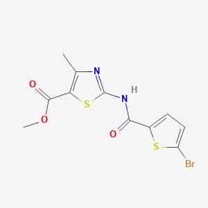 molecular formula C11H9BrN2O3S2 B3595949 methyl 2-{[(5-bromo-2-thienyl)carbonyl]amino}-4-methyl-1,3-thiazole-5-carboxylate 