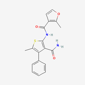 molecular formula C18H16N2O3S B3596091 N-(3-carbamoyl-5-methyl-4-phenylthiophen-2-yl)-2-methylfuran-3-carboxamide 