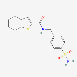 molecular formula C16H18N2O3S2 B3596130 N-(4-sulfamoylbenzyl)-4,5,6,7-tetrahydro-1-benzothiophene-2-carboxamide 