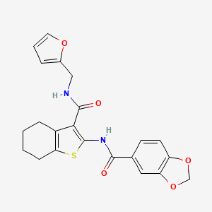 molecular formula C22H20N2O5S B3596226 N-{3-[(2-FURYLMETHYL)CARBAMOYL]-4,5,6,7-TETRAHYDRO-1-BENZOTHIOPHEN-2-YL}-1,3-BENZODIOXOLE-5-CARBOXAMIDE 