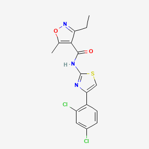 molecular formula C16H13Cl2N3O2S B3596277 N-[4-(2,4-dichlorophenyl)-1,3-thiazol-2-yl]-3-ethyl-5-methyl-4-isoxazolecarboxamide 