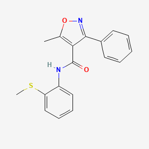 molecular formula C18H16N2O2S B3596289 5-METHYL-N-[2-(METHYLSULFANYL)PHENYL]-3-PHENYL-12-OXAZOLE-4-CARBOXAMIDE 