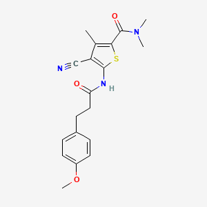 molecular formula C19H21N3O3S B3596327 4-CYANO-5-[3-(4-METHOXYPHENYL)PROPANAMIDO]-NN3-TRIMETHYLTHIOPHENE-2-CARBOXAMIDE 